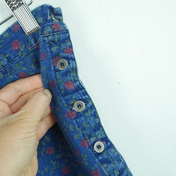 Vintage M L Top Skirt Set Linen Blend 90s Cottagecore Midi Floral Prairie Modest - Picture 8 of 11